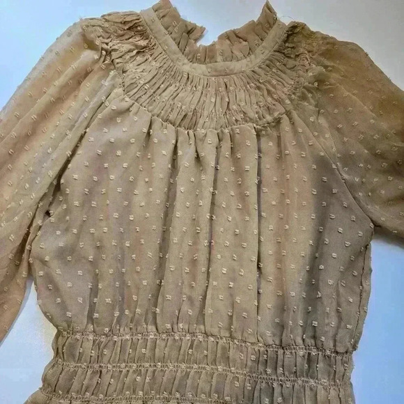 Hyfve Swiss Dot Mini Dress - Smocked details - Lined  - Sz L - Picture 2 of 7